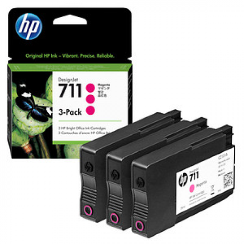 HP 711 (CZ135A) magenta Druckerpatronen, 3er-Set