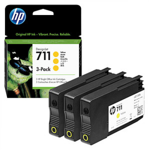 HP 711 (CZ136A) gelb Druckerpatronen, 3er-Set