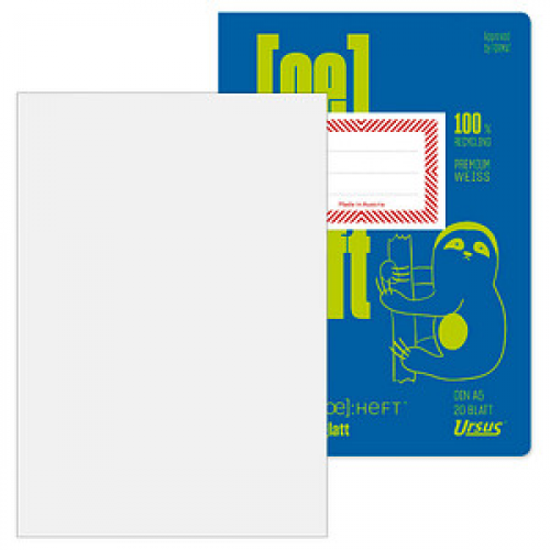 Ursus Schulheft OE Recycling Lineatur 1 glatt DIN A5 ohne Rand, 20 Blatt