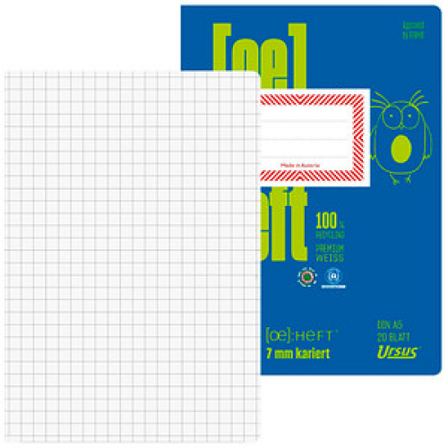 Ursus Schulheft OE Recycling Lineatur 3 kariert DIN A5 ohne, 20 Blatt