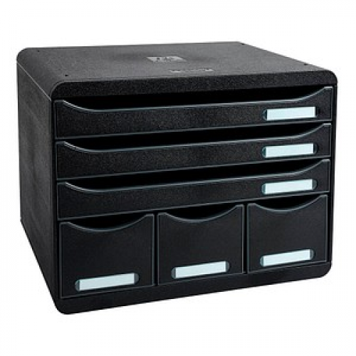 Exacompta Schubladenbox STORE-BOX  schwarz 306714D, DIN A4+ quer mit 6 Schubladen