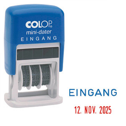 COLOP Datumstempel mit Text "Eingang" Mini-Dater S 160/L selbstfärbend blau rot