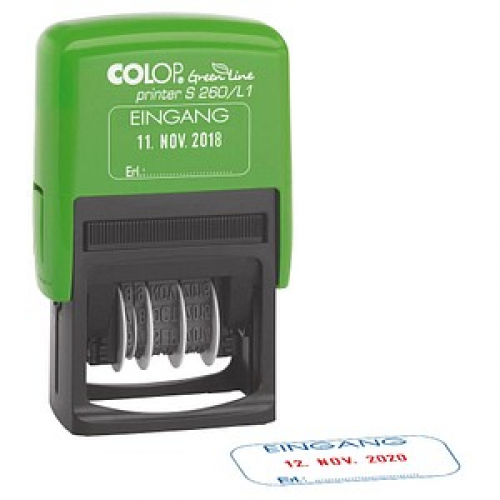 COLOP Datumstempel mit Text "Eingang" Green Line Printer 260/L selbstfärbend blau rot