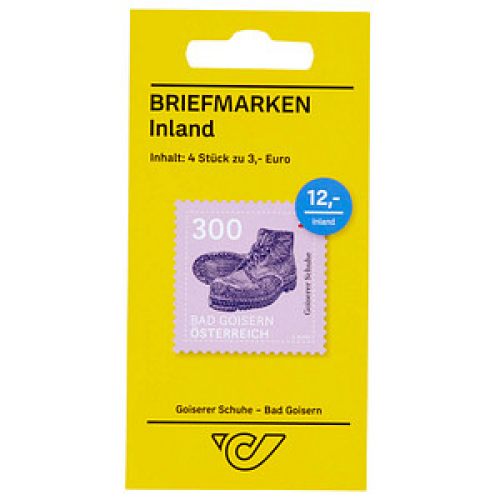 Österreichische Post 3,00 € Briefmarken ECO M "Goiserer Schuhe - Bad Goisern" selbstklebend 4 St.