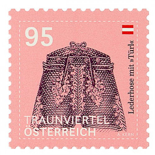 Österreichische Post 0,95 € Briefmarken ECO S "Lederhose mit "Türl" - Traunviertel" selbstklebend 100 St.