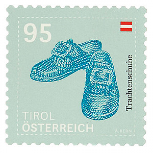 Österreichische Post 0,95 € Briefmarken ECO S "Trachtenschuhe - Tirol" selbstklebend 4 St.