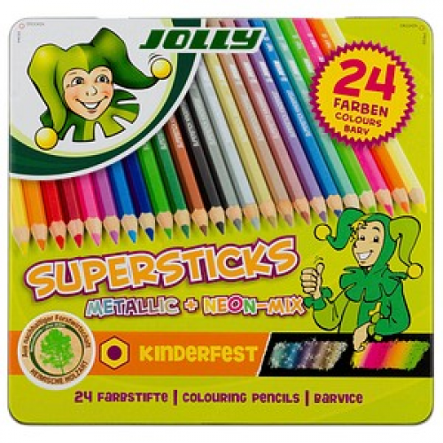 JOLLY SUPERSTICKS METALLIC + NEON-MIX Buntstifte farbsortiert, 24 St.