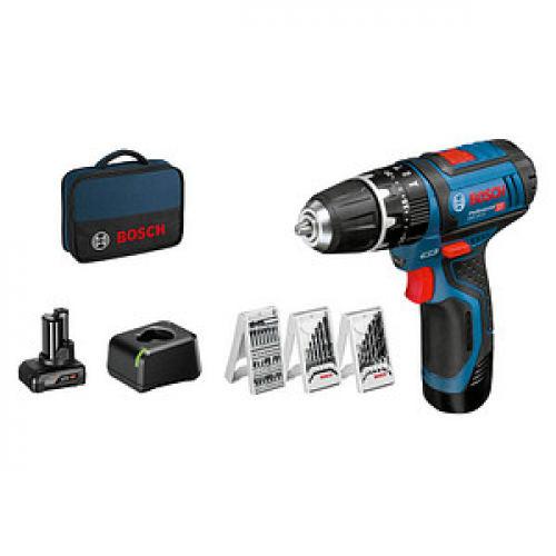 BOSCH Professional GSB 12V-15 Akku-Schlagbohrschrauber-Set 12,0 V, mit 2 Akkus