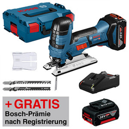 AKTION: BOSCH Professional GST 18 V-LI S Akku-Stichsäge Set 18,0 V, mit 2 Akkus mit Prämie nach Registrierung