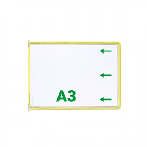 10 tarifold Sichttafeln mit 5 Aufsteckreitern DIN A3 quer gelb, Öffnung seitlich
