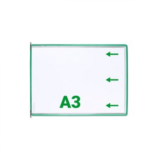10 tarifold Sichttafeln mit 5 Aufsteckreitern DIN A3 quer grün, Öffnung seitlich