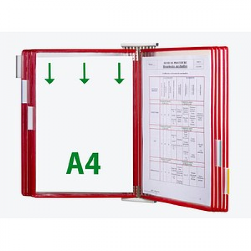 tarifold Wand-Sichttafelsystem 424103 DIN A4 rot mit 10 St. Sichttafeln