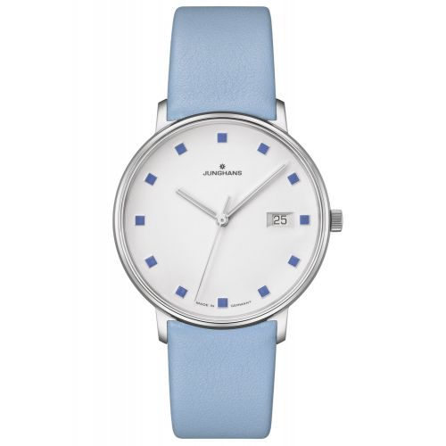 Junghans 47/4055.00 Damenuhr Form Damen Lederband blau