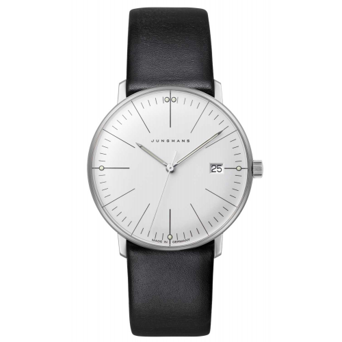 Junghans 47/4251.02 max bill Damenuhr Saphirglas Lederband Schwarz