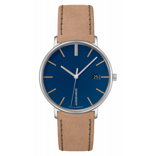 Junghans 47/4255.00 Damen-Armbanduhr Form Beige/Blau