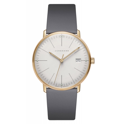 Junghans 47/7853.02 max bill Damenuhr mit Saphirglas Grau/Goldfarben