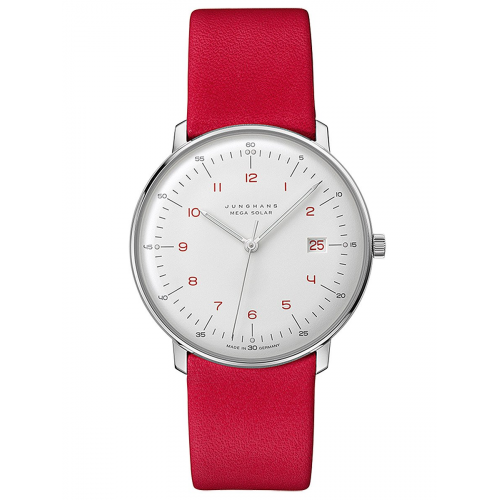 Junghans 59/4325.02 max bill Unisex-Funkuhr Mega Solar Rot