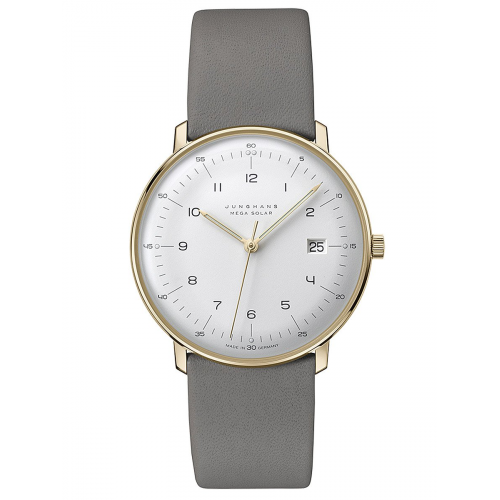 Junghans 59/7324.02 max bill Unisex Funkuhr Mega Solar Grau/Goldfarben