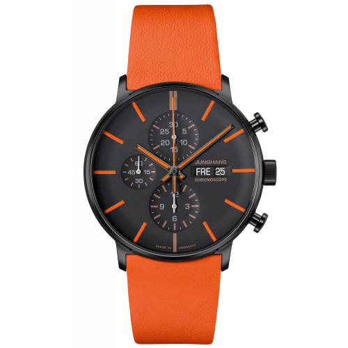 Junghans 27/4370.00 Herrenuhr Form A Chronoscope Orange/Schwarz