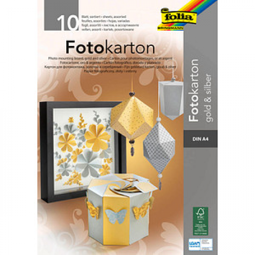 folia Fotokarton farbsortiert 300 g/qm 10 Blatt