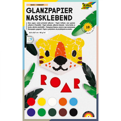 folia Buntpapier gummiert farbsortiert 80 g/qm 10 Blatt