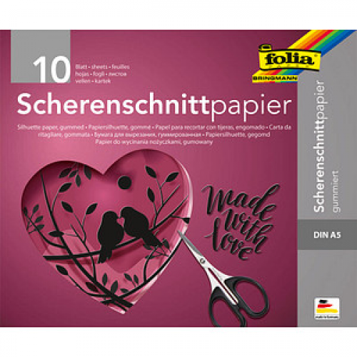 folia Scherenschnittpapier gummiert schwarz 105 g/qm 10 Blatt