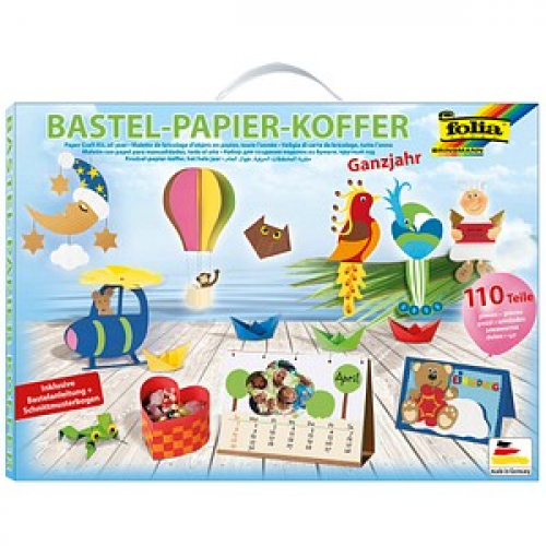 folia Bastelset Papier-Koffer Ganzjahr 110-tlg. mehrfarbig