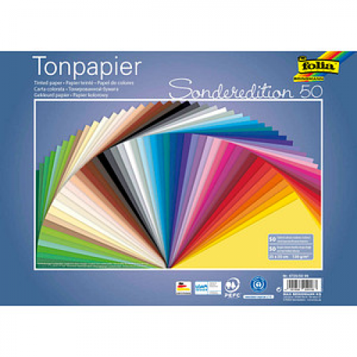 folia Tonpapier Sonderedition 50 farbsortiert 130 g/qm 50 Blatt