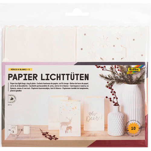 folia Papiertüten für Tischlichter weiß 10 St.