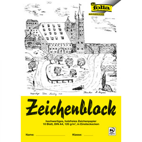 10 folia Zeichenblock mit Leinenecken DIN A4