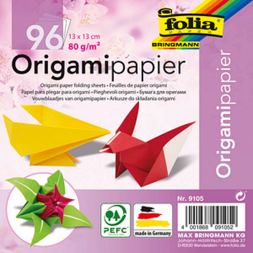 folia Faltblätter Origami mehrfarbig 96 Blatt