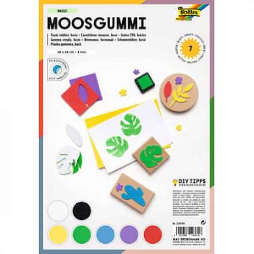 folia Moosgummi Basic selbstklebend mehrfarbig 7 St.