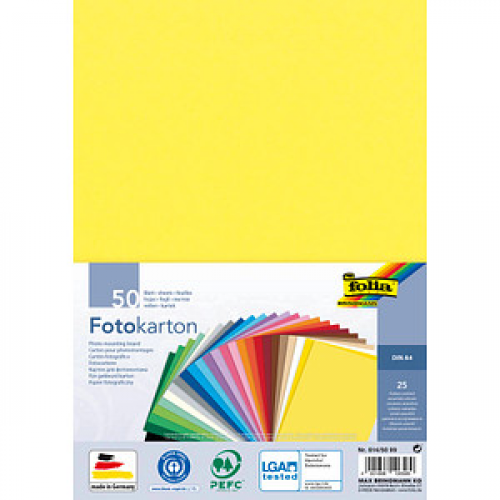 folia Fotokarton farbsortiert 300 g/qm 50 Blatt