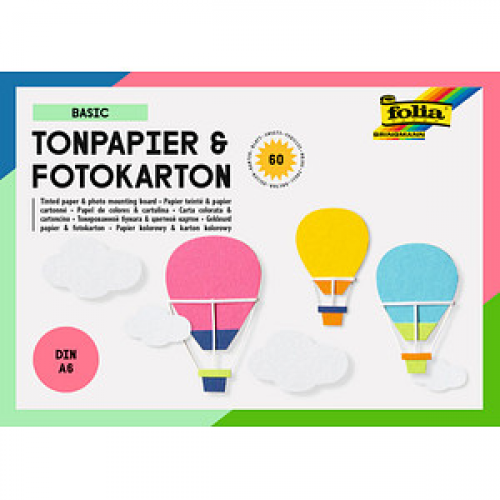 folia Tonpapier Block Basic farbsortiert 130/300 g/qm 60 St.