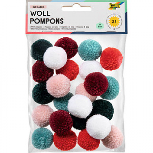 folia Pompons farbsortiert Elegance Ø 3,0 cm 24 St.