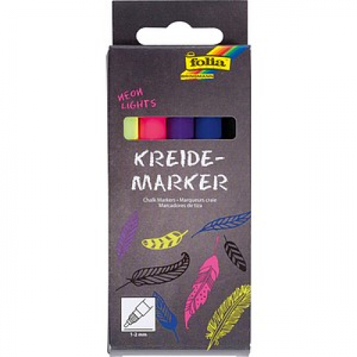 folia NEON LIGHTS Kreidemarker farbsortiert 1,0 - 2,0 mm, 5 St.