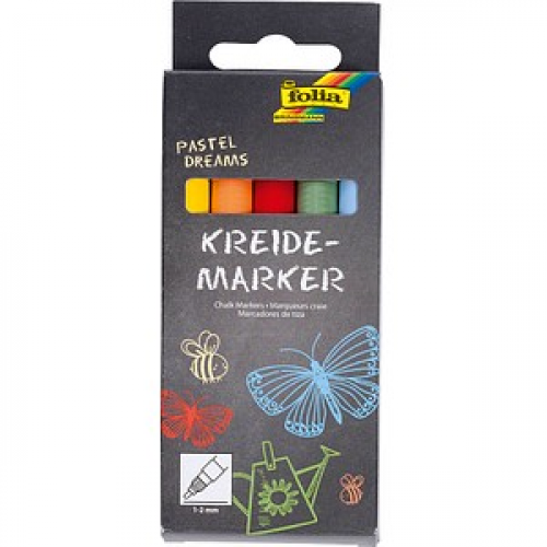 folia PASTEL DREAMS Kreidemarker farbsortiert 1,0 - 2,0 mm, 5 St.