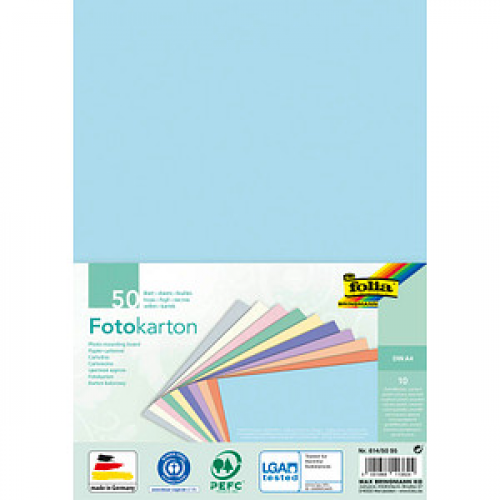 folia Fotokarton Pastell farbsortiert 300 g/qm 50 Blatt