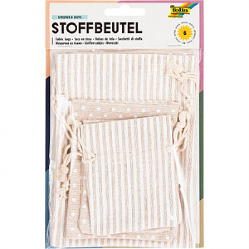 folia Stoffsäckchen mit Motiv Streifen und Punkte 8,0/10,0/13,0 x 10,0/130,/18,0 cm 1 Pack