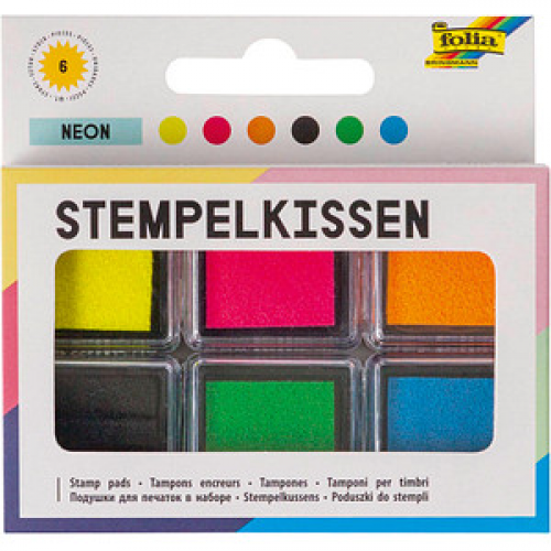 folia Stempelkissen neon gelb, pink, orange, schwarz, grün, blau 6x 2,4 x 2,4 cm