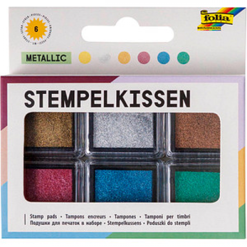 folia Stempelkissen metallic gold, silber, kupfer, rot, blau, grün 6x 2,4 x 2,4 cm