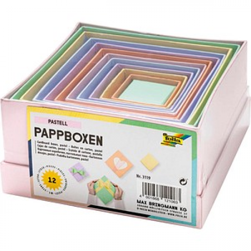 12 folia PASTELL Geschenkboxen-Set bunt