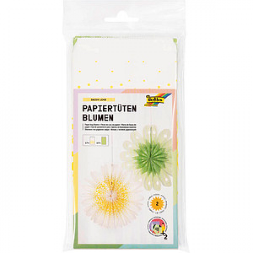 folia Papiertüten für Dekoblumen Daisy Love weiß/grün