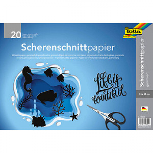 folia Scherenschnittpapier gummiert schwarz 105 g/qm 20 Bogen