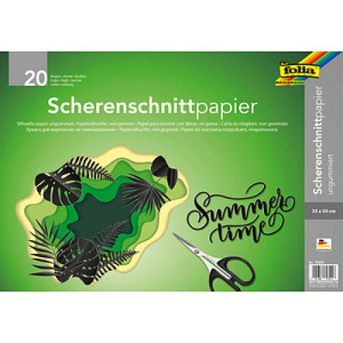 folia Scherenschnittpapier ungummiert schwarz 90 g/qm 20 Bogen