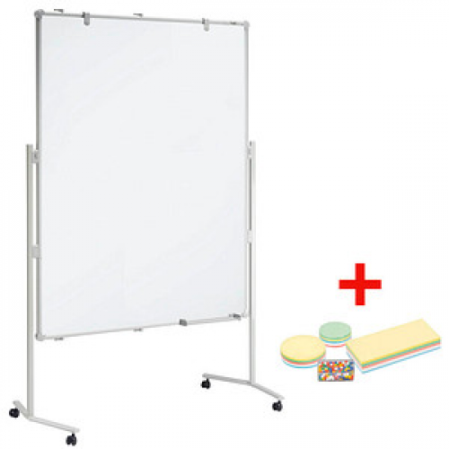 AKTION: MAUL Moderationswand MAULpro 120,0 x 150,0 cm blau, weiß + GRATIS Moderations-Starter-Set, bestehend aus je 120 Moderationskarten Ø 9,5 cm, Ø 13,5 cm, 9,5 x 20,0 cm, 200 Signal-Nadeln