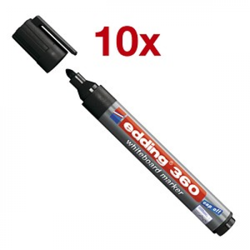 edding 360 Whiteboard-Marker schwarz 1,5 - 3,0 mm, 10 St.