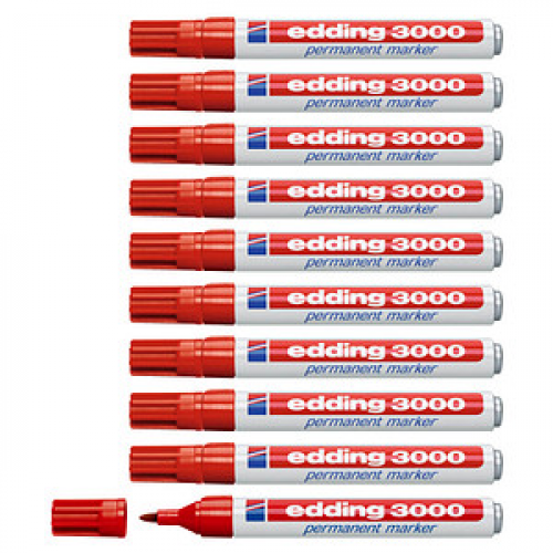 edding 3000 Permanentmarker rot 1,5 - 3,0 mm, 10 St.