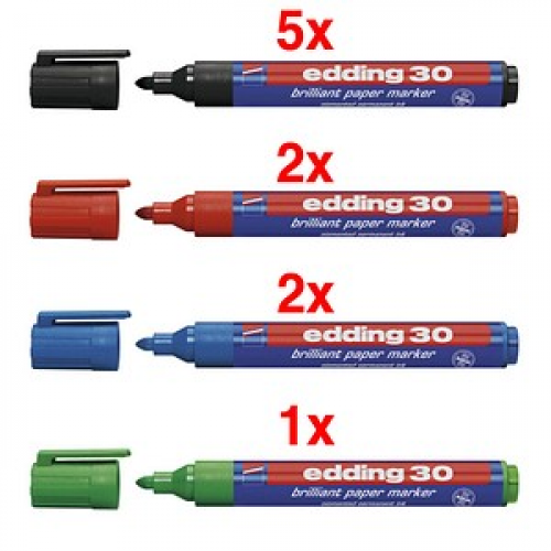 edding Brilliant-Paper-Marker 30 Permanentmarker farbsortiert 1,5 - 3,0 mm, 10 St.