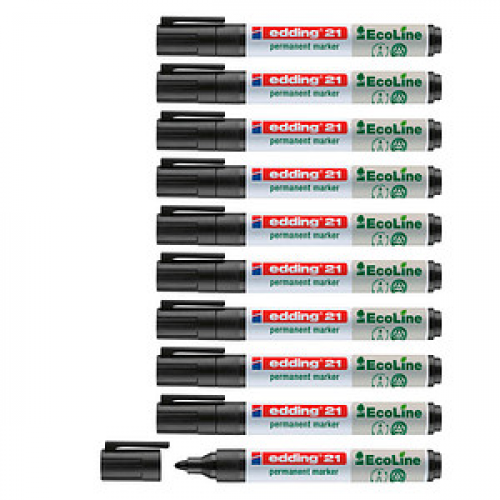 edding 21 EcoLine Permanentmarker schwarz 1,5 - 3,0 mm, 10 St.